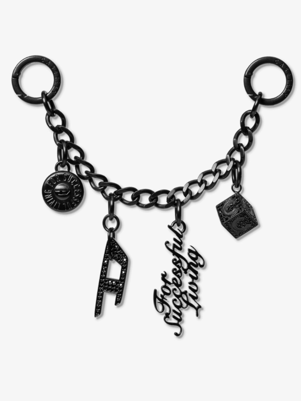 DIESEL Matte Black Thin Metal Phone Charm
